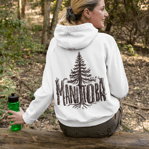 Show your love for Manitoba’s natural beauty with this cozy and stylish hoodie featuring “Manitoba” in a beautifully crafted tree branch font.
